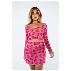 NWT New Girl Order Pink Strawberry Mesh Long Sleeve Top sz 28